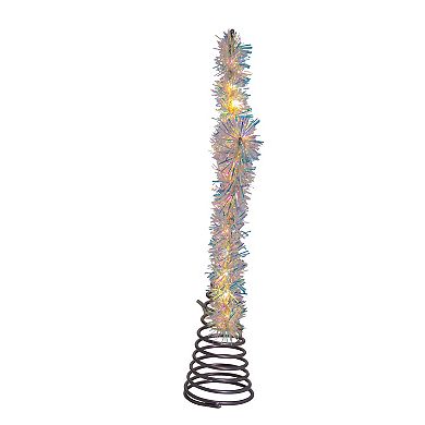 Kurt Adler 12.2" Tinsel Star Tree Topper with Warm White LED Lights