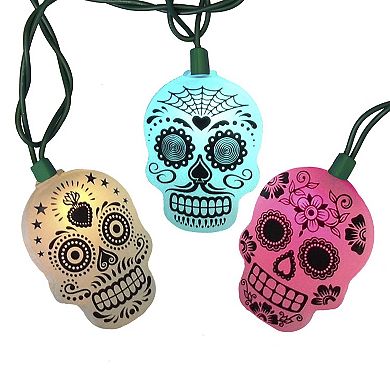 Kurt Adler UL 10-Light Color Changing Sugar Skull Light Set