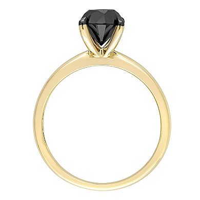 Stella Grace 14k Gold 1 1/2 Carat T.W. Round Black Diamond Solitaire Engagement Ring