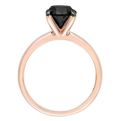 Stella Grace 14k Rose Gold 2 Carat T.W. Round Black Diamond Solitaire Engagement Ring
