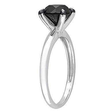 Stella Grace 14k White Gold 2 Carat T.W. Round Black Diamond Solitaire Engagement Ring