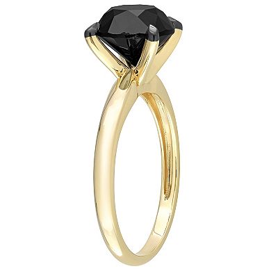Stella Grace 14k Gold 3 Carat T.W. Round Black Diamond Solitaire Engagement Ring