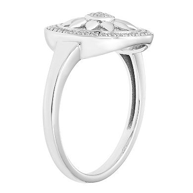 Sterling Silver 1/8 Carat T.W. Diamond Open Cut Sunflower Halo Ring