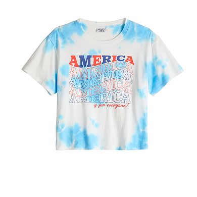 Juniors' "America" Tie Dye Cropped tee