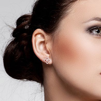 Stella Grace 18k Rose Gold Over Silver Morganite & White Topaz Floral Stud Earrings