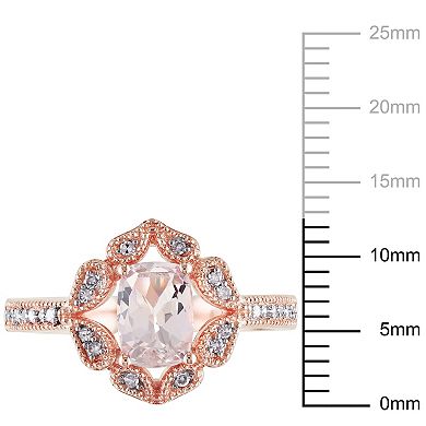 Stella Grace 10k Rose Gold Morganite & 1/10 Carat T.W. Diamond Floral Halo Ring