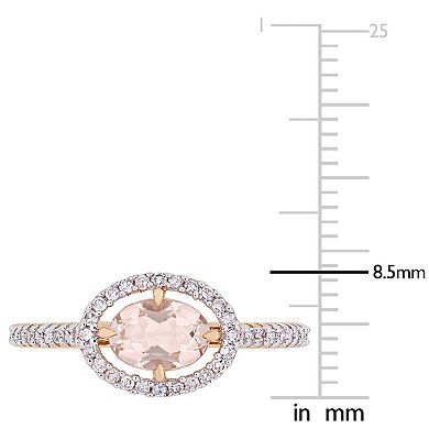 Stella Grace 14k Rose Gold Morganite & 1/4 Carat T.W. Diamond Floating Halo Ring
