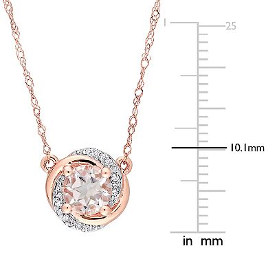 Stella Grace 10k Rose Gold Morganite & Diamond Accent Swirl Halo Necklace