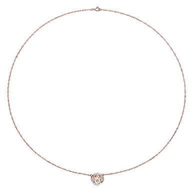 Stella Grace 10k Rose Gold Morganite & Diamond Accent Swirl Halo Necklace