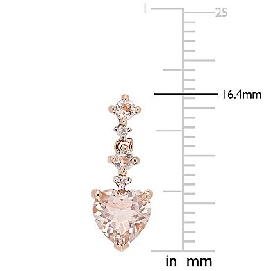 Stella Grace 14k Rose Gold Morganite & Diamond Accent Heart Drop Earrings
