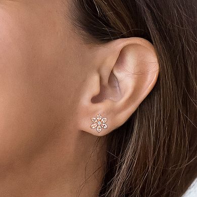 Stella Grace 10k Rose Gold Morganite & Diamond Accent Flower Stud Earrings