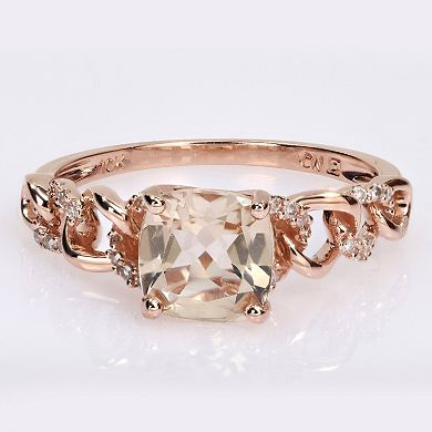 Stella Grace 10k Two-Tone Gold Morganite & 1/10 Carat T.W. Diamond Link Ring