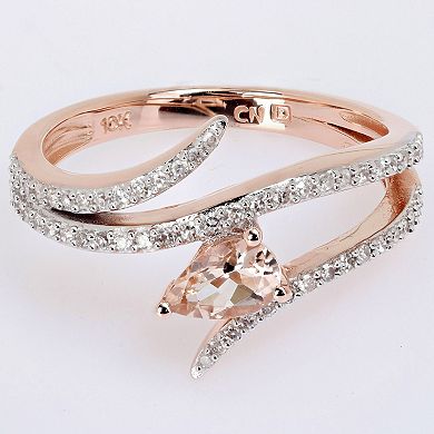Stella Grace 10k Rose Gold Morganite & 1/4 Carat T.W. Diamond Open Wrap Ring