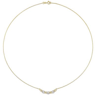 Stella Grace 10k Gold 1/10 Carat T.W. Diamond Oval Link Necklace