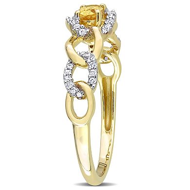 Stella Grace 10k Gold Citrine & 1/8 Carat T.W. Diamond Oval Link Ring