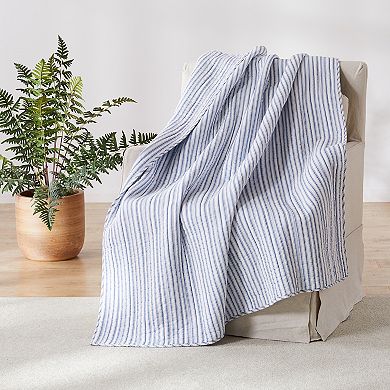 Levtex Home Tobago Stripe Blue Quilted Throw