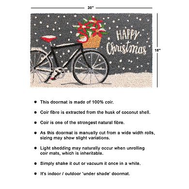 RugSmith Bicycle Happy Xmas 18'' x 30'' Doormat