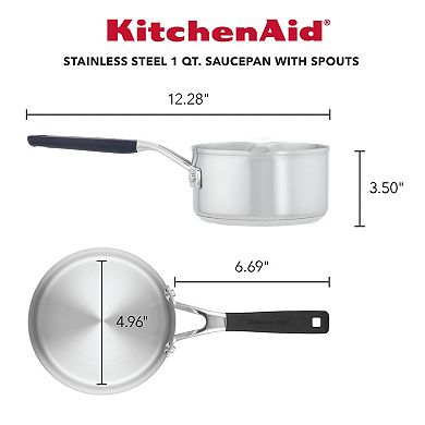 KitchenAid® 1-qt. Stainless Steel Saucepan with Pour Spouts