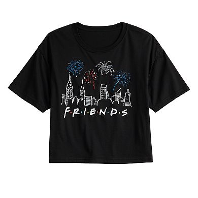 Juniors' Friends Fireworks Cropped Tee