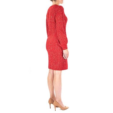 Women's Nina Leonard Sequin Sweater Dress