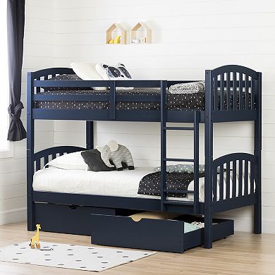 South Shore Asten Solid Wood Bunk Beds with Storage Drawers
