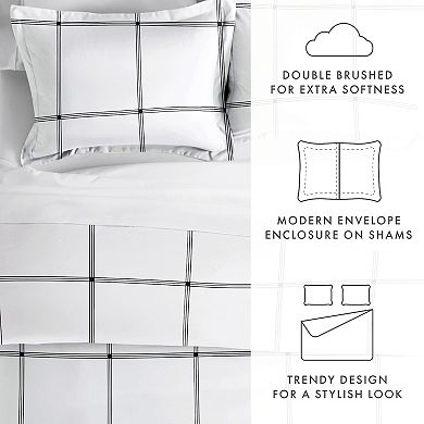 Home Collection Premium Ultra Soft Grid Duvet Cover Set