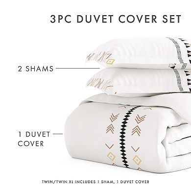 Home Collection Premium Ultra Soft Natural Geo Lines Duvet Cover Set