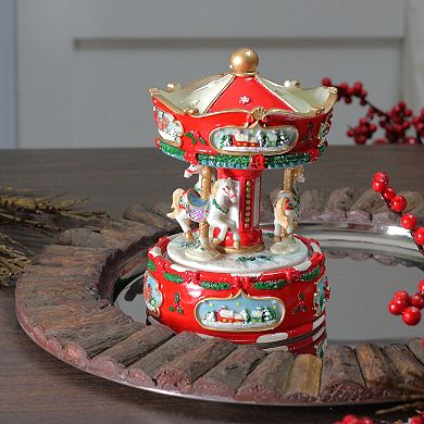 Northlight 6.5-in. Red & White Animated Carousel Christmas Music Box