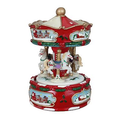 Northlight 6.5-in. Red & White Animated Carousel Christmas Music Box