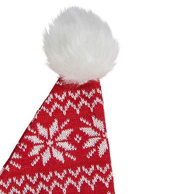 Northlight Red & White Nordic Snowflake Striped Santa Hat