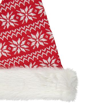 Northlight Red & White Nordic Snowflake Striped Santa Hat