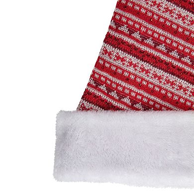 Northlight 17-in. Red & White Nordic Striped Santa Hat with Pom Pom