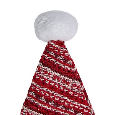 Northlight 17-in. Red & White Nordic Striped Santa Hat with Pom Pom