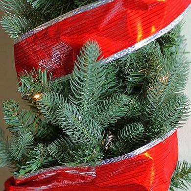 Northlight Shimmery Red & Silver Wired Christmas Ribbon