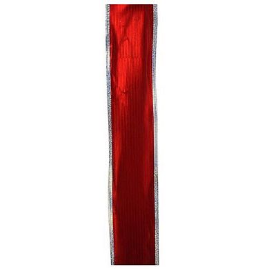 Northlight Shimmery Red & Silver Wired Christmas Ribbon