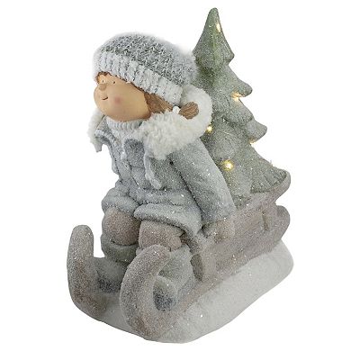 Northlight 15-in. Lighted Girl & Sled Christmas Table Top Decor