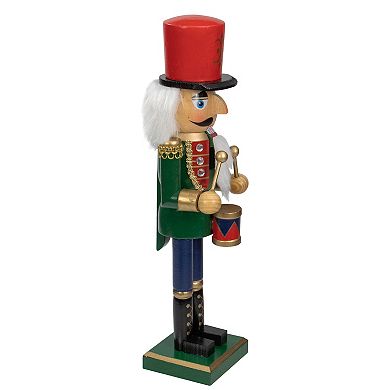 Northlight 14" Green and Red Traditional Standing Drummer Christmas Nutcracker