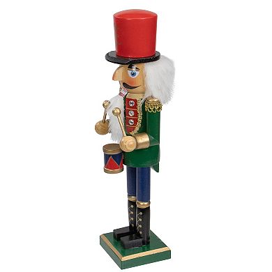 Northlight 14" Green and Red Traditional Standing Drummer Christmas Nutcracker