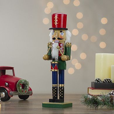 Northlight 14" Green and Red Traditional Standing Drummer Christmas Nutcracker