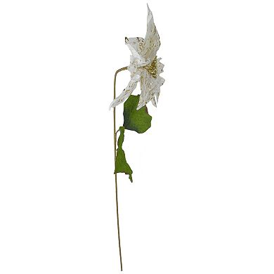 Northlight Large White Gold Finish Artificial Christmas Poinsettia Flower