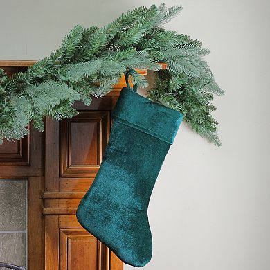 Northlight 18-in. Traditional Solid Green Velvet Hanging Christmas Stocking