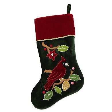 Northlight Cardinal Embroidered Christmas Stocking