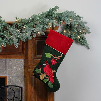 Northlight Cardinal Embroidered Christmas Stocking