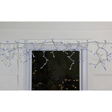 Northlight 50-Count Blue Mini Window Curtain Icicle Christmas Lights