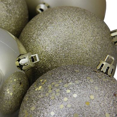 Northlight 12-Piece Champagne Gold Shatterproof 4-Finish Christmas Ball Ornament Set
