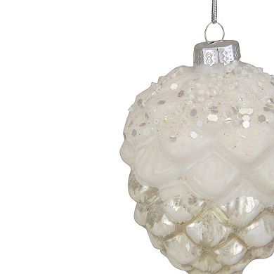 Northlight Seasonal Silver Frosted Pine Cone Glass Christmas Ornament