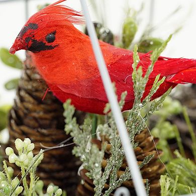 Northlight 9-in. Red & Green Cardinal Boxwood Artificial Christmas Greenhouse Arrangement