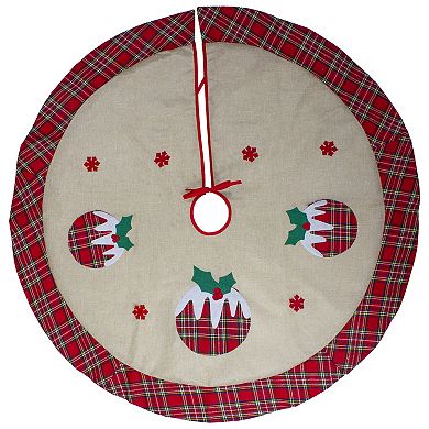 Northlight Christmas Puddings Plaid Christmas Tree Skirt