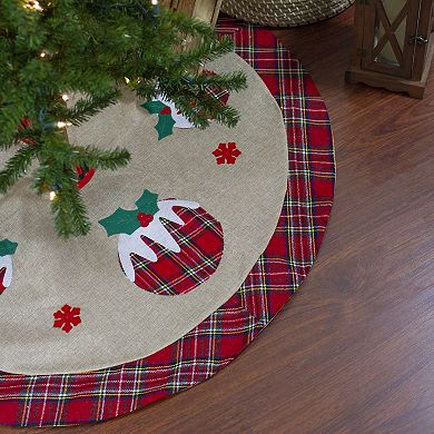 Northlight Christmas Puddings Plaid Christmas Tree Skirt