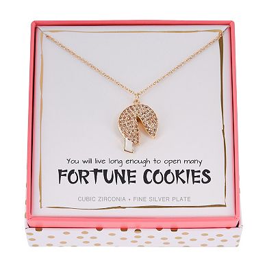 Gold Tone Fortune Cookie Pendant Necklace